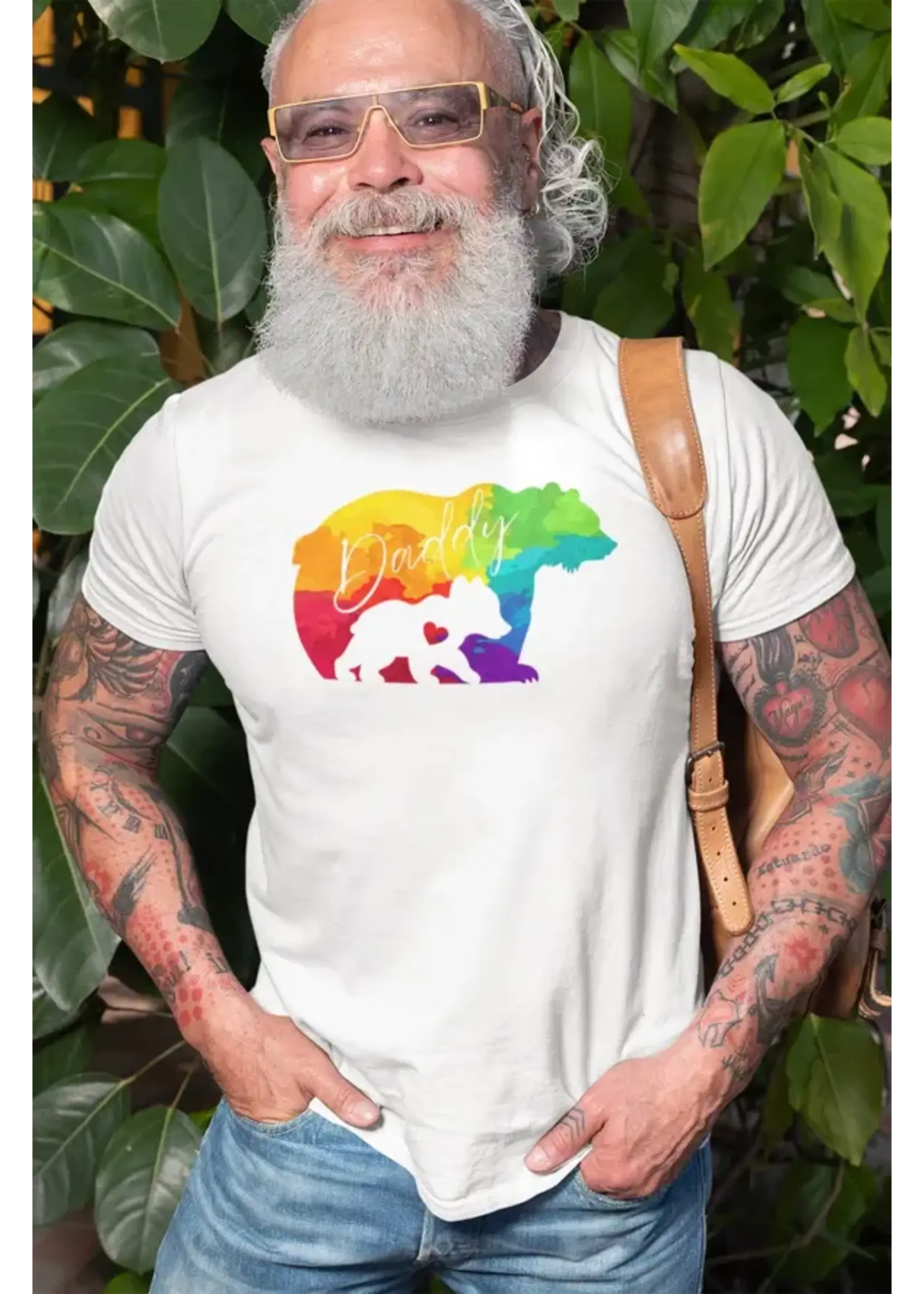 2Dudes1Dream Rainbow Daddy Bear Pride T-Shirt