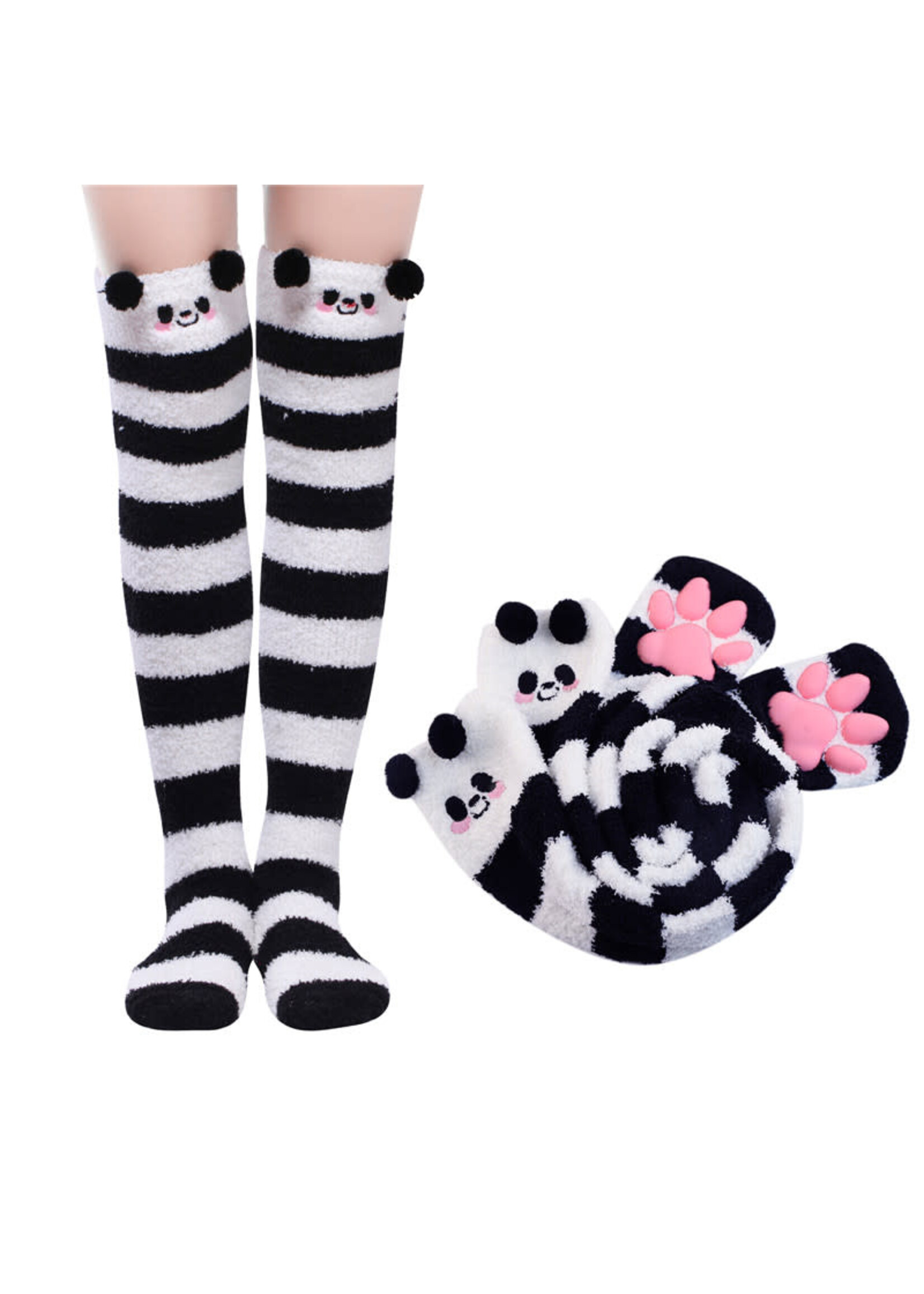 LittleForBig 3D Paw Pad Knee High Coral Fleece Socks