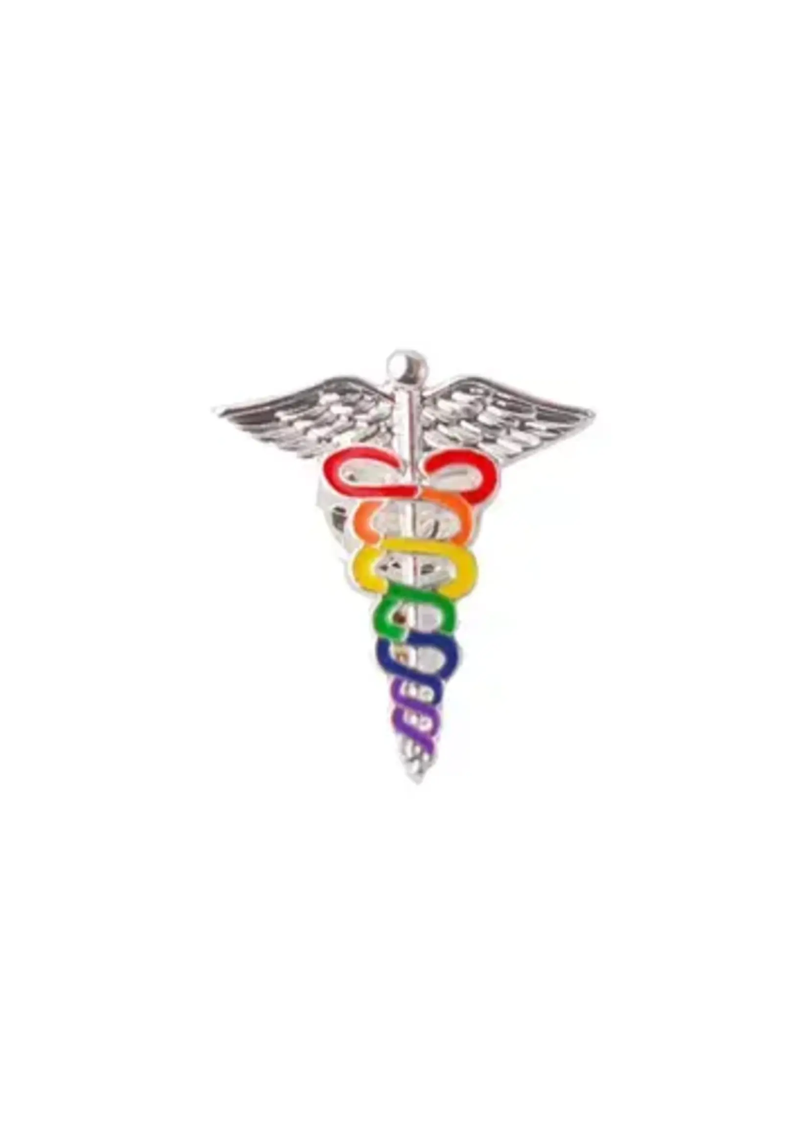 The Awareness Company Rainbow Caduceus Pins