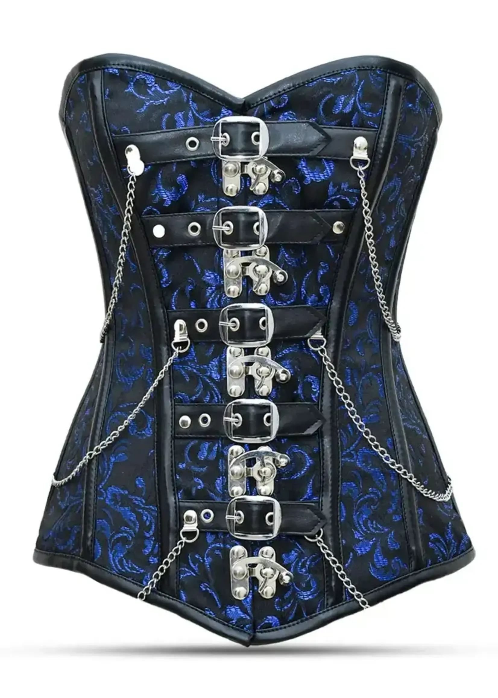 Miss Leather Blue Plus Size Steampunk Over Bust Corset