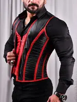 Miss Leather Corset Vest Male Red/Black