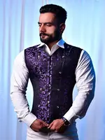 Miss Leather Corset Vest Male Purple