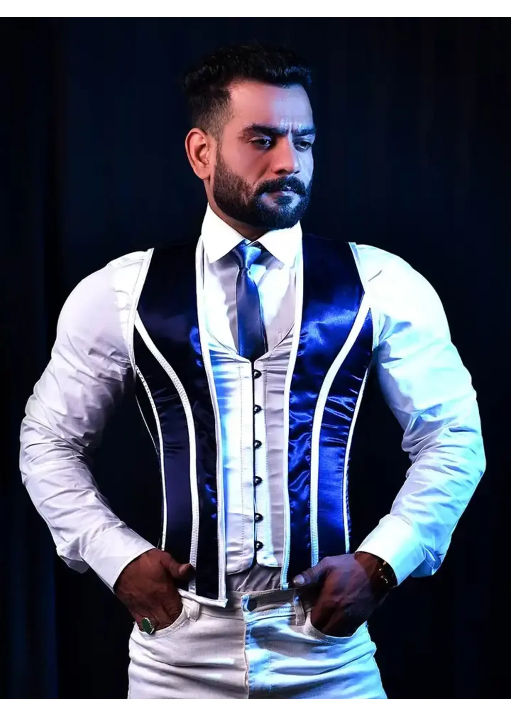 Miss Leather Men Corset Vest - Satin