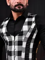 Miss Leather Tartan Men Corset Vest