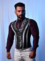 Miss Leather Corset Vest Male - Men Brocade Corset