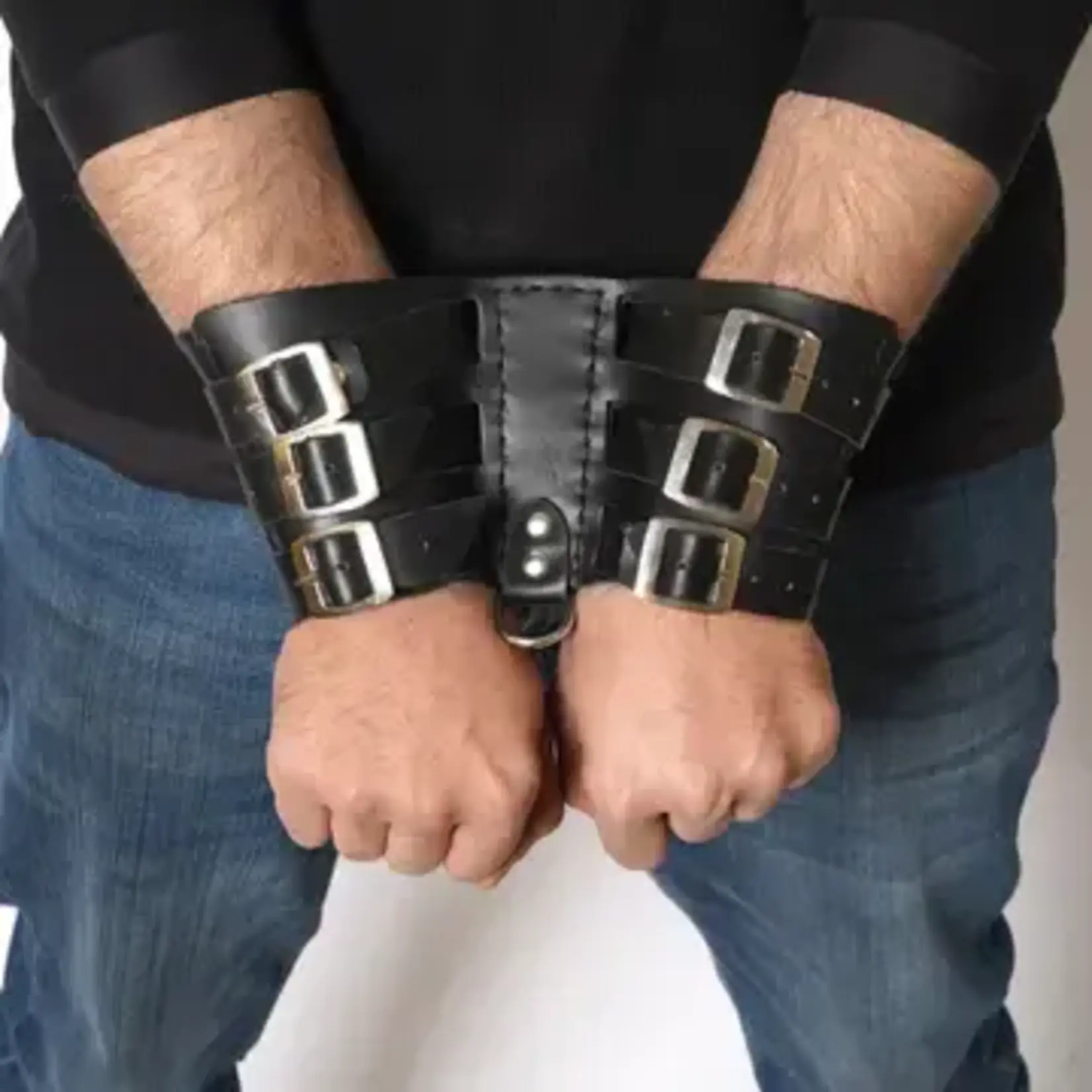 The Master Tanners Bondage Leather Wrist Cuffs BDSM Handcuffs Restraint Set
