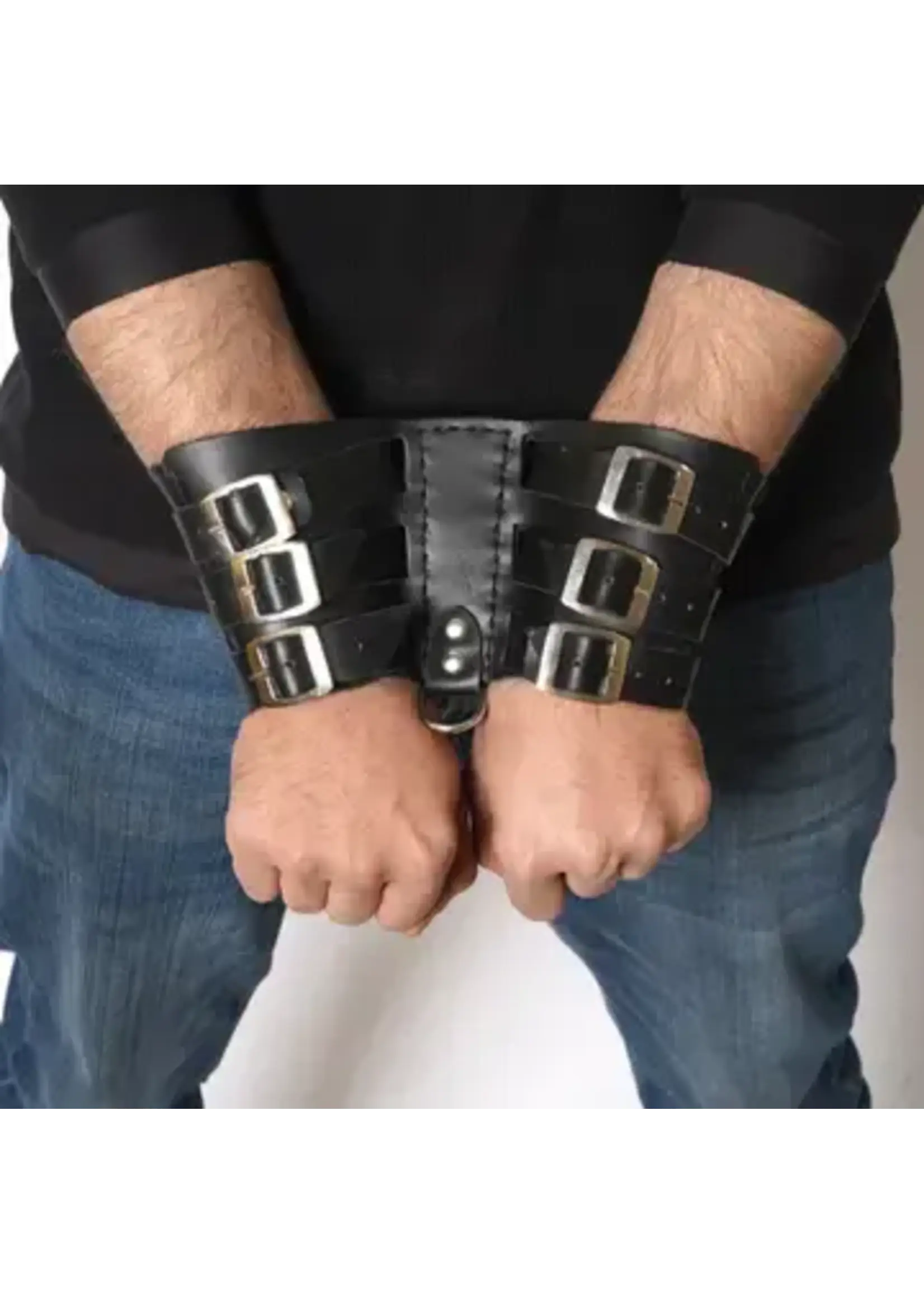 The Master Tanners Bondage Leather Wrist Cuffs BDSM Handcuffs Restraint Set