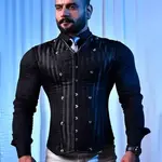 Miss Leather Corset Vest Male - Brocade Black Satin Men Corsets