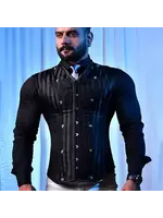 Miss Leather Corset Vest Male - Brocade Black Satin