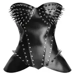 Miss Leather Black Faux Leather Corset Top - Studded Corset