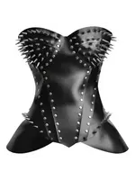 Miss Leather Black Faux Leather Corset Top - Studded Corset