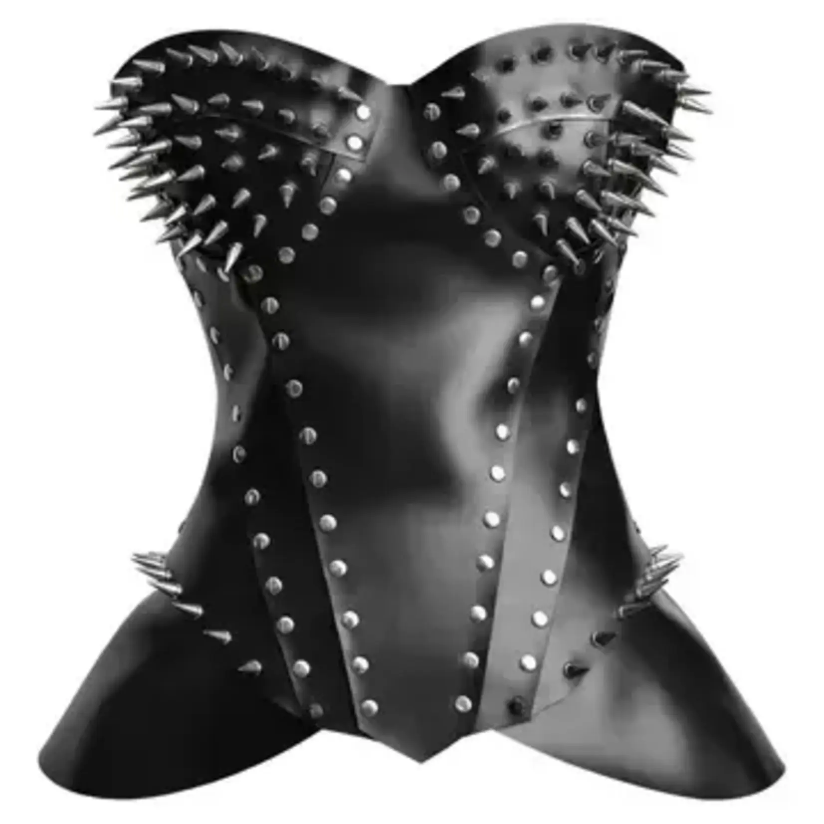 Miss Leather Black Faux Leather Corset Top - Studded Corset
