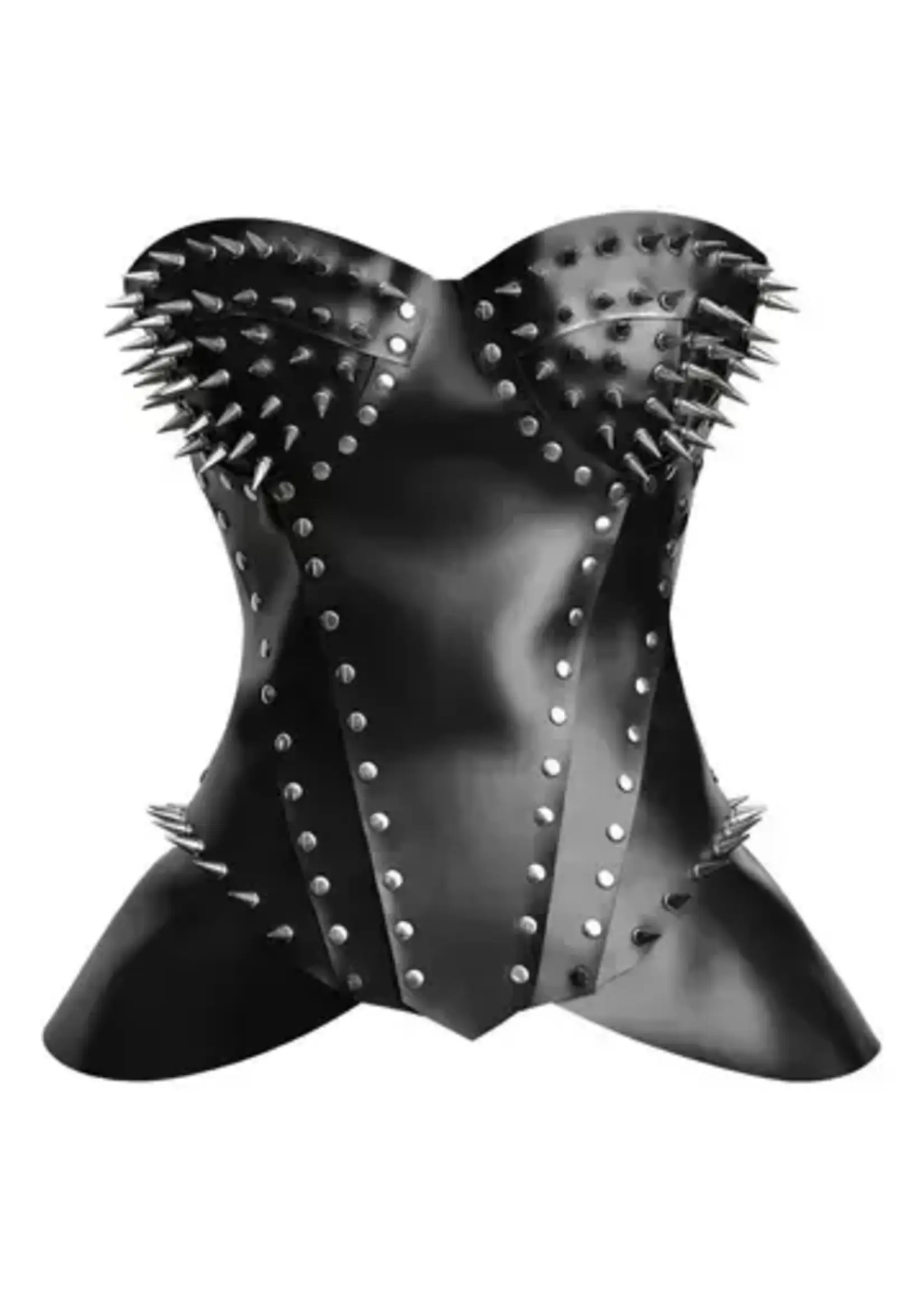 Miss Leather Black Faux Leather Corset Top - Studded Corset