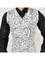 Miss Leather Brocade Male Corset Vest  White Floral