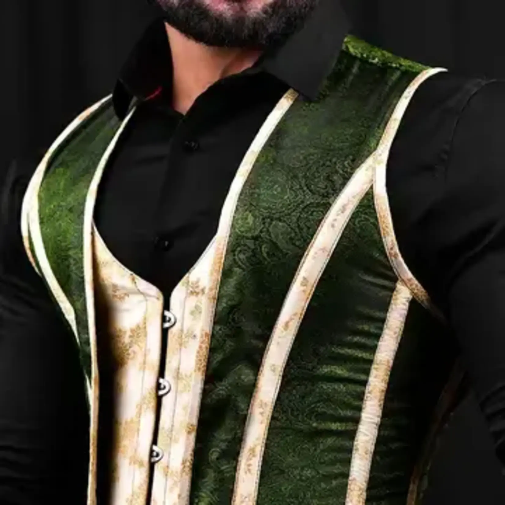 Miss Leather Mens Corset Vests - Brocade Male Vest