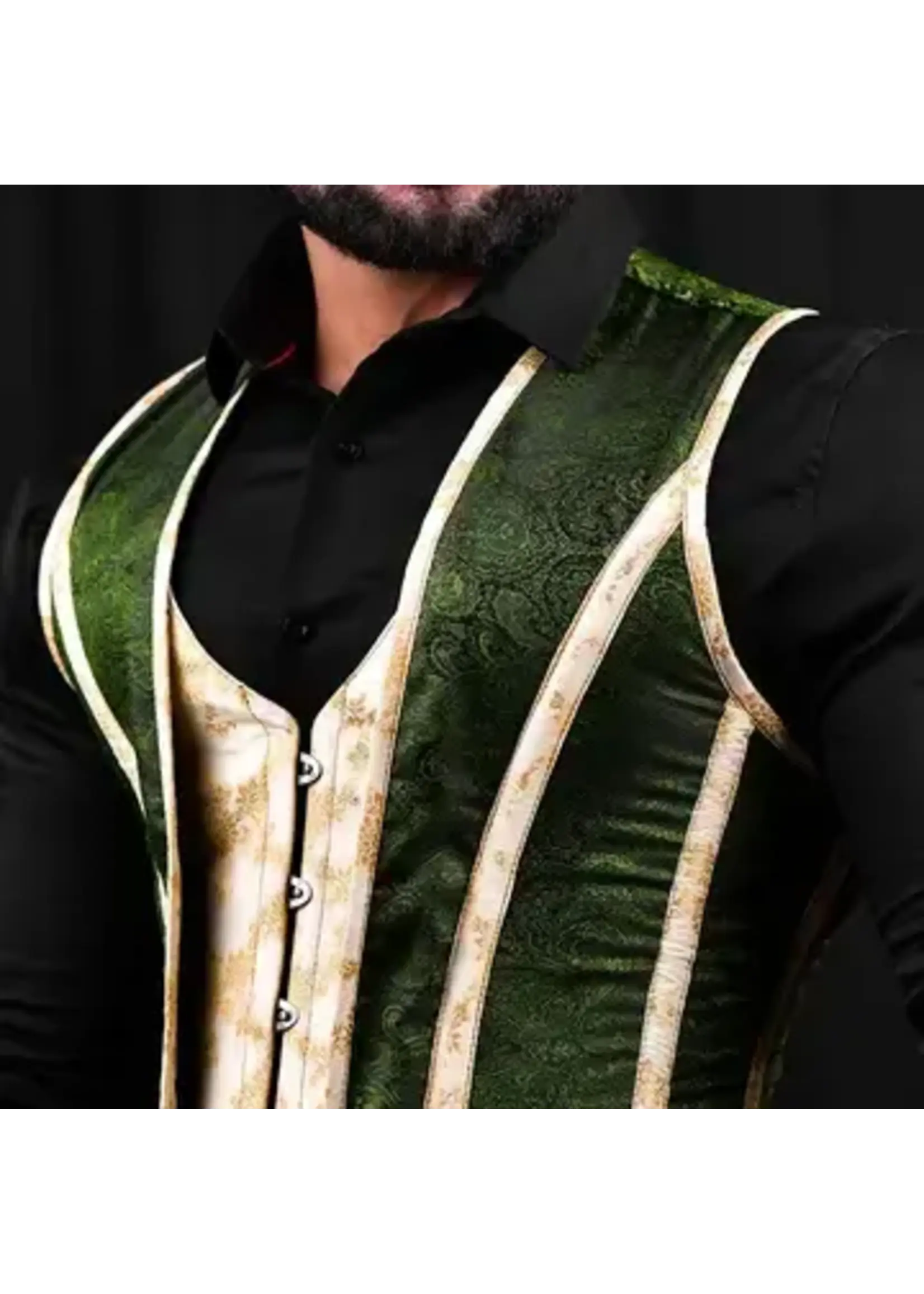 Miss Leather Mens Corset Vests - Brocade Male Vest