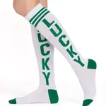 Tipsy Elves Lucky Socks - White & Green Knee High