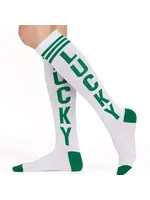 Tipsy Elves Lucky Socks - White & Green Knee High