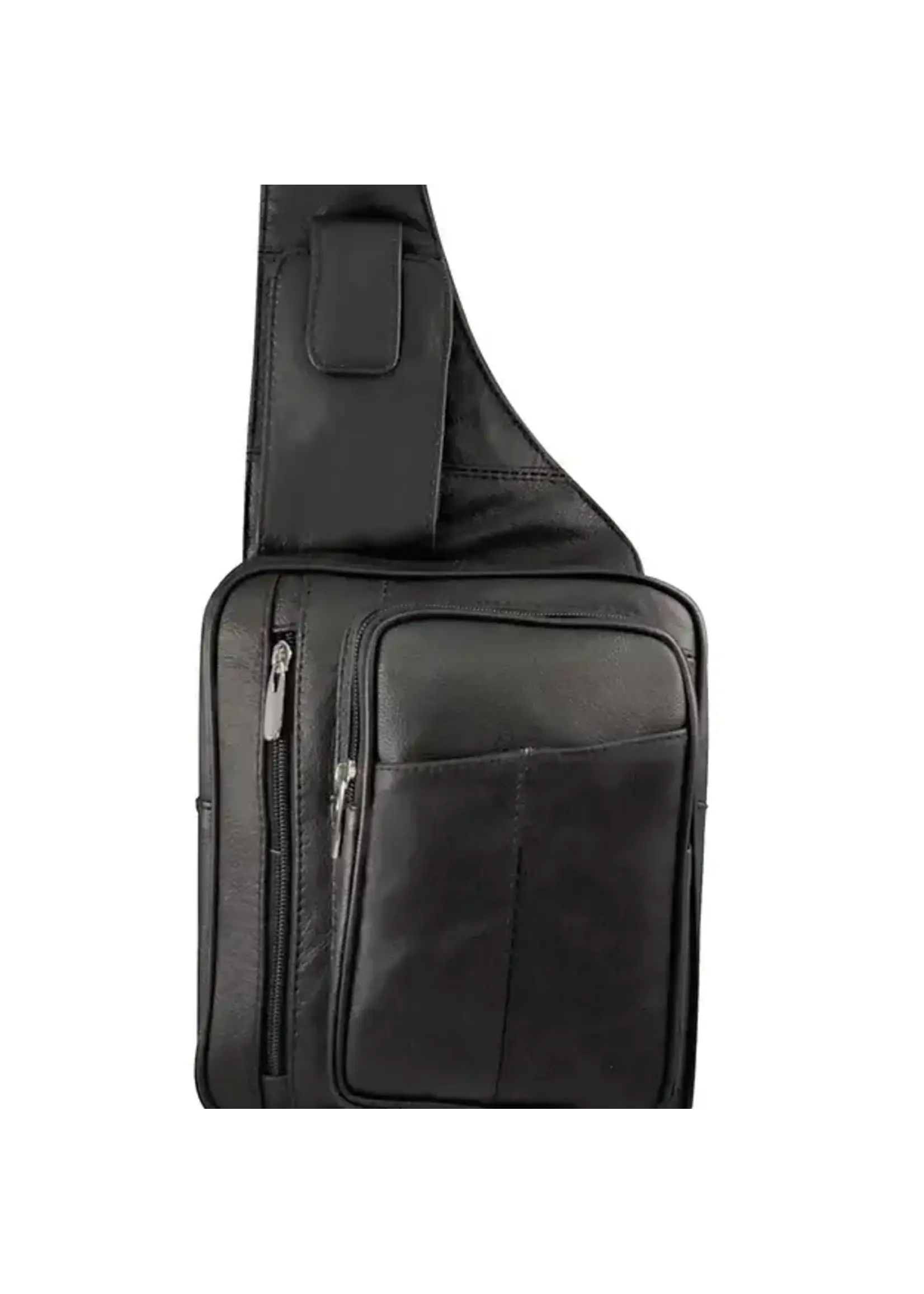 Roma Leathers Cowhide Sling Purse with  Water and Phone Holder Black