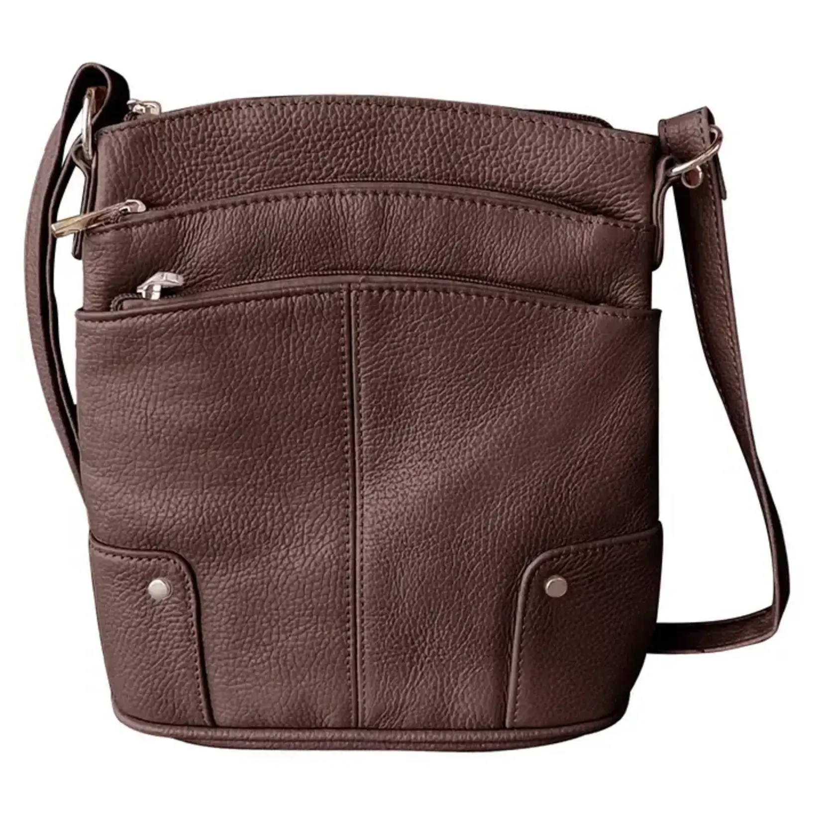 Roma Leathers W011 Cowhide Leather Crossbody - Brown