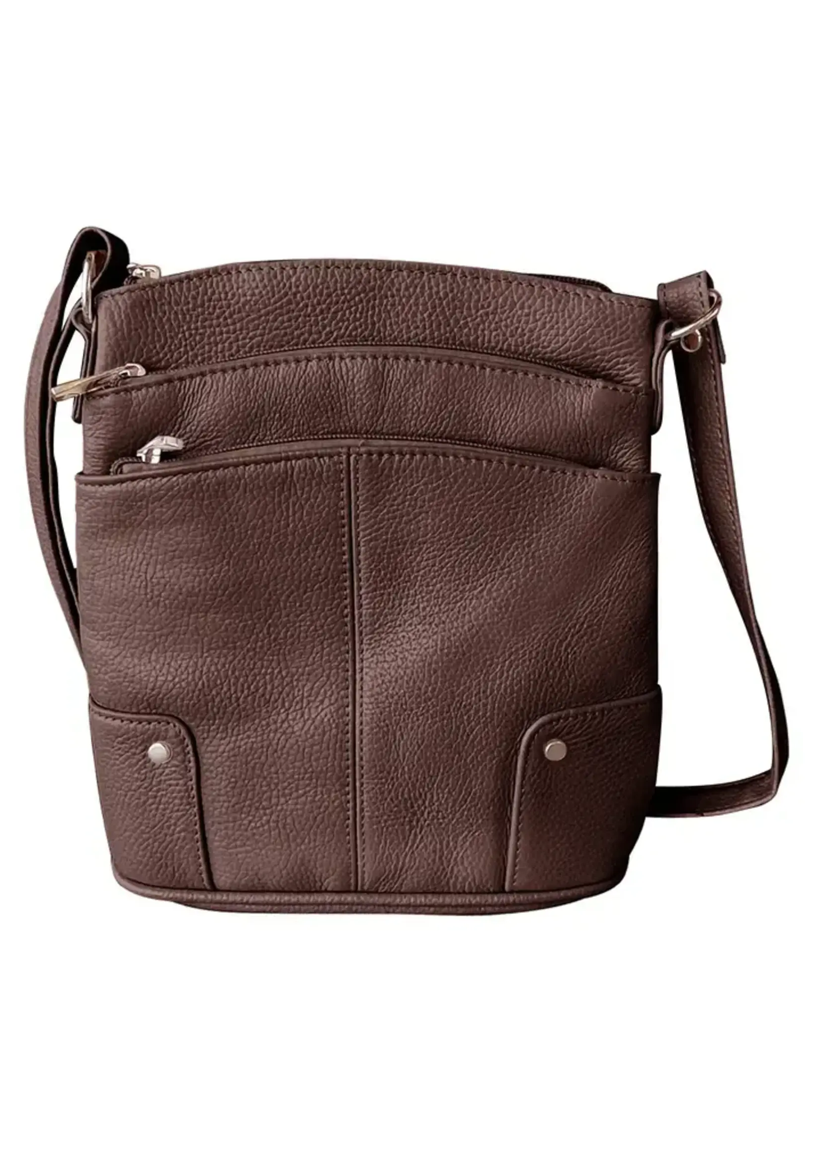 Roma Leathers W011 Cowhide Leather Crossbody - Brown