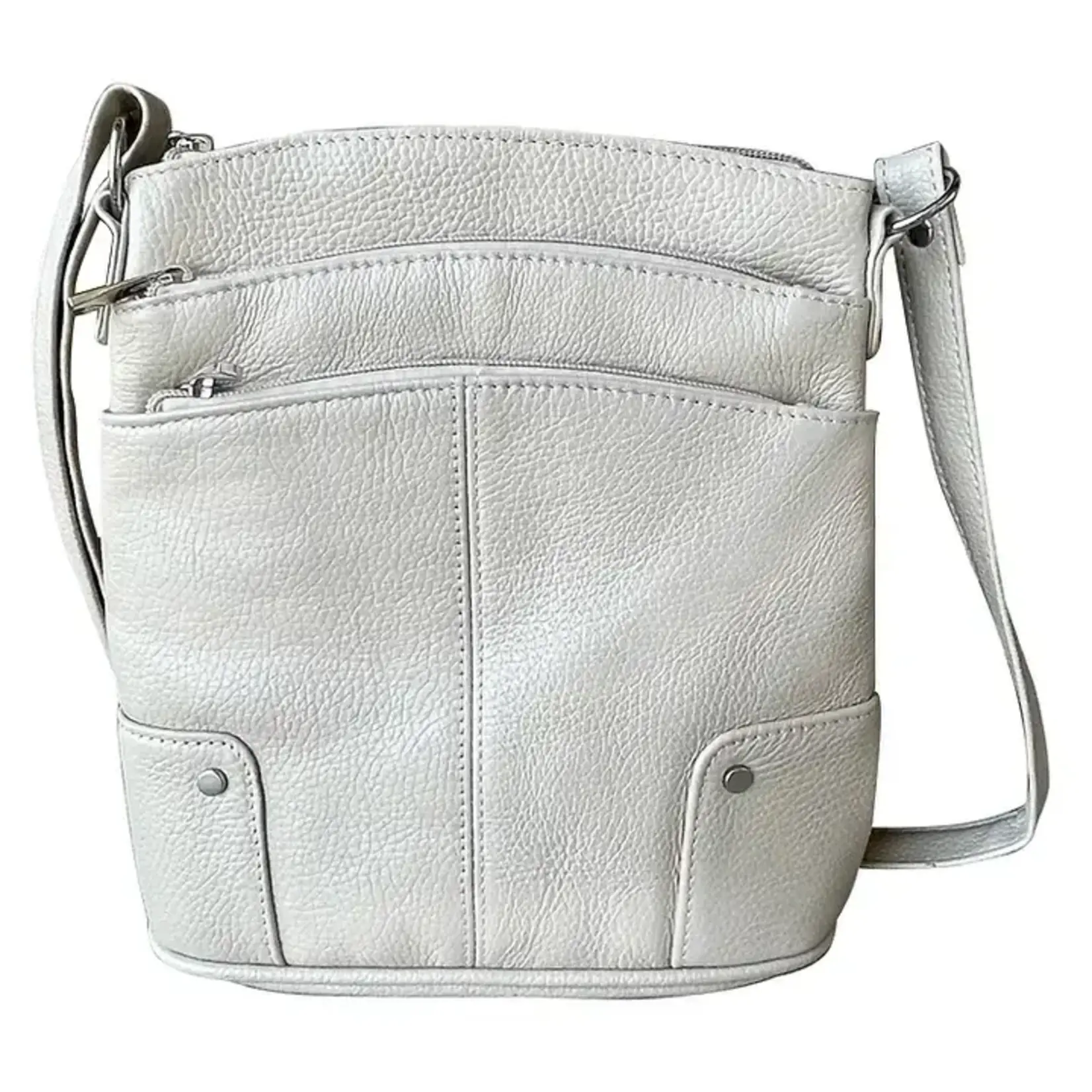 Roma Leathers W011 Cowhide Leather Crossbody - Cream