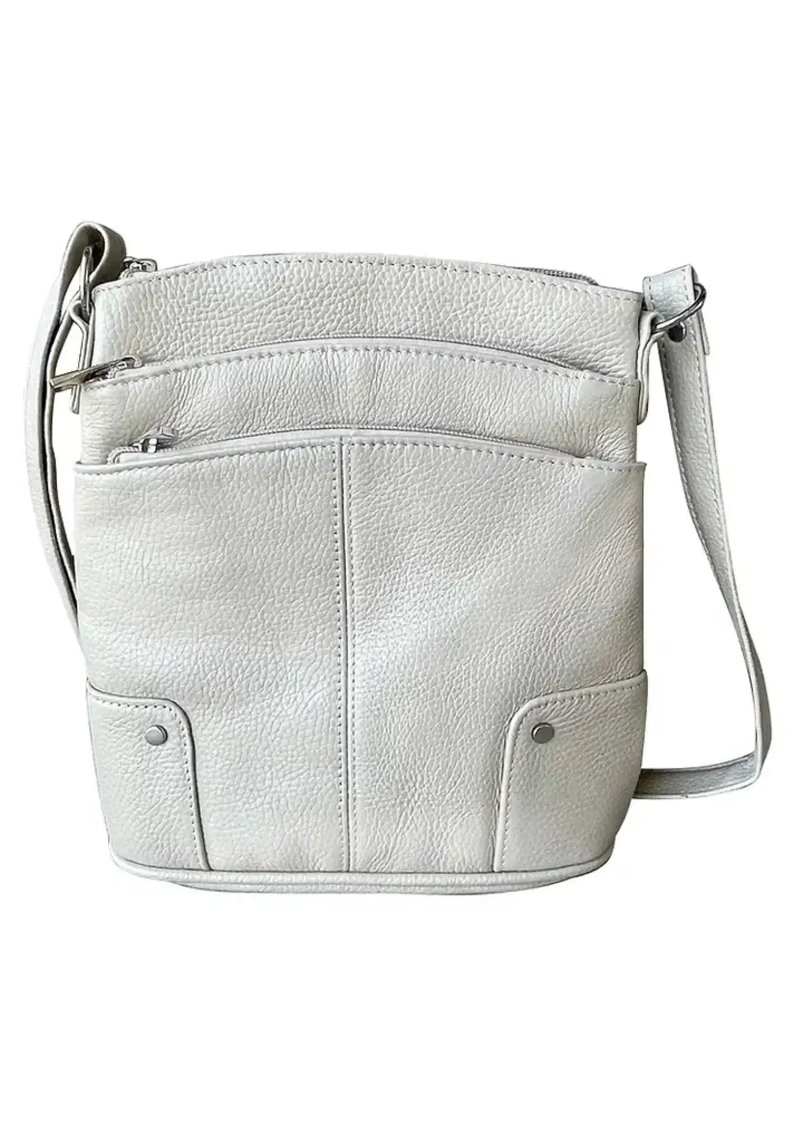 Roma Leathers W011 Cowhide Leather Crossbody - Cream
