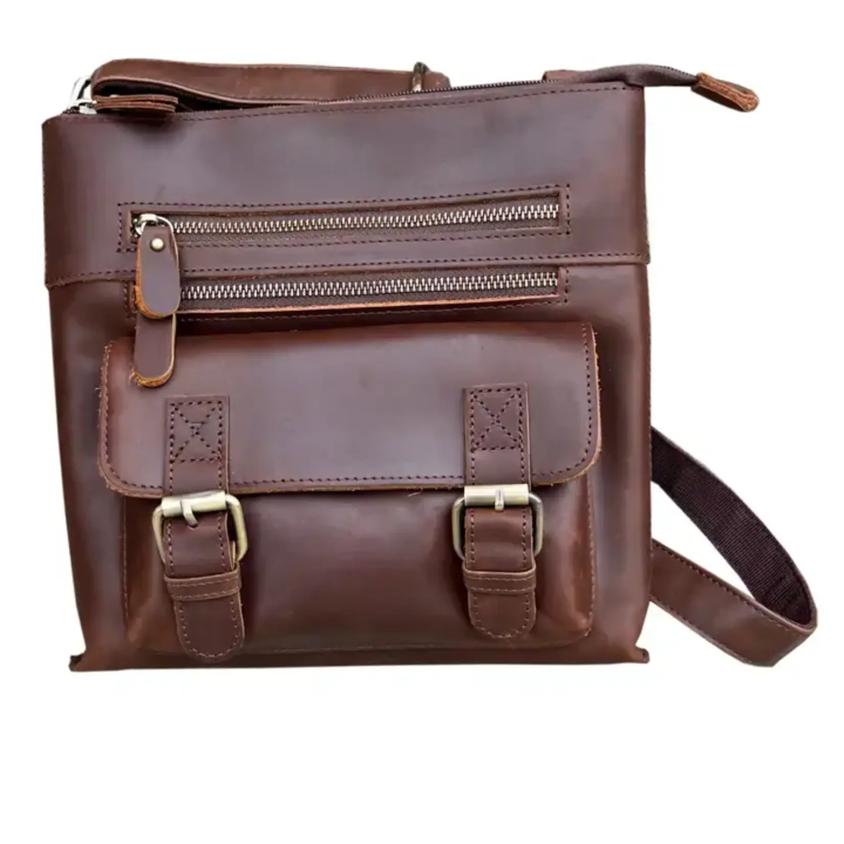 Roma Leathers W016 Crazy Horse Leather Crossbody Shoulder Bag