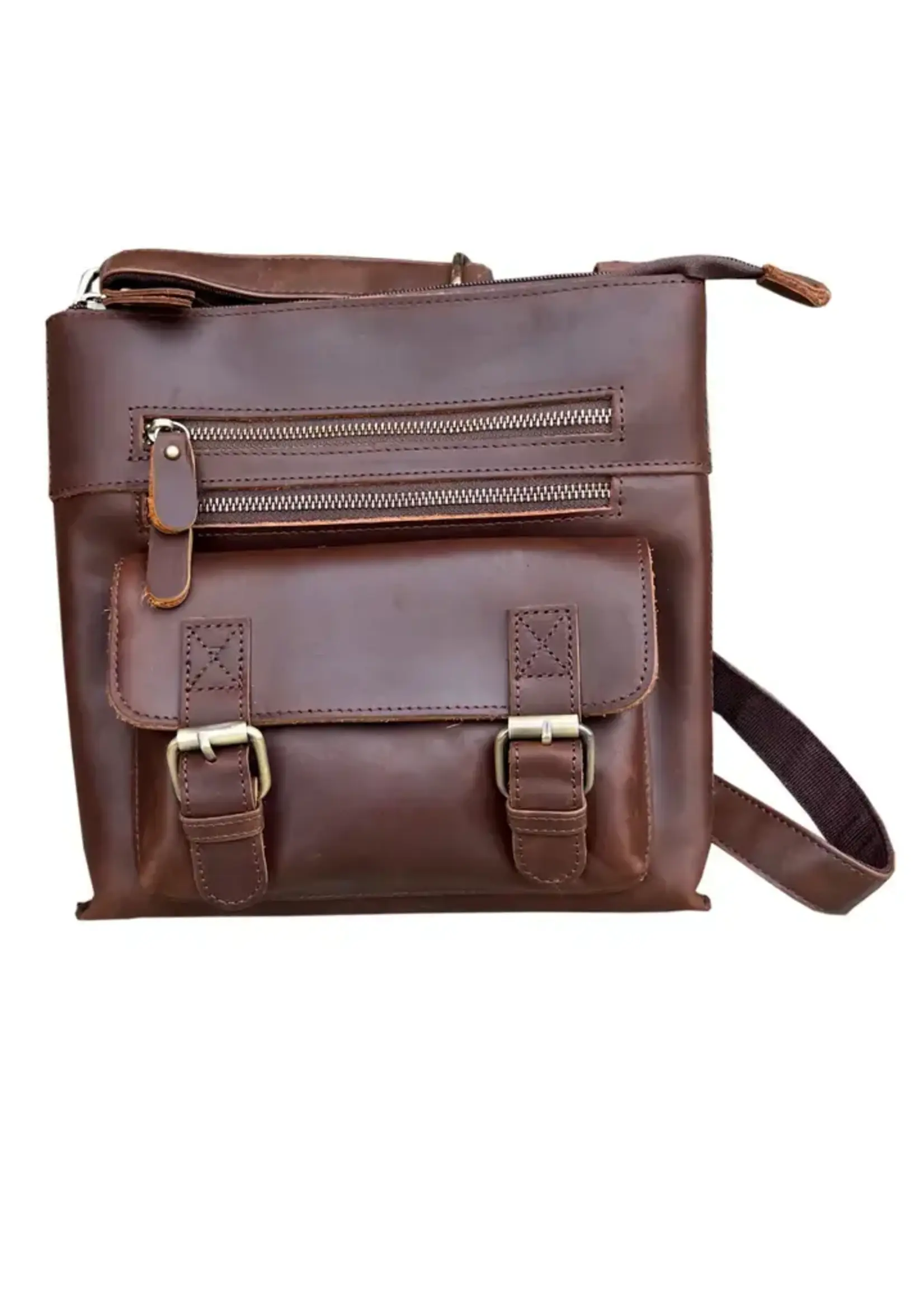 Roma Leathers W016 Crazy Horse Leather Crossbody Shoulder Bag