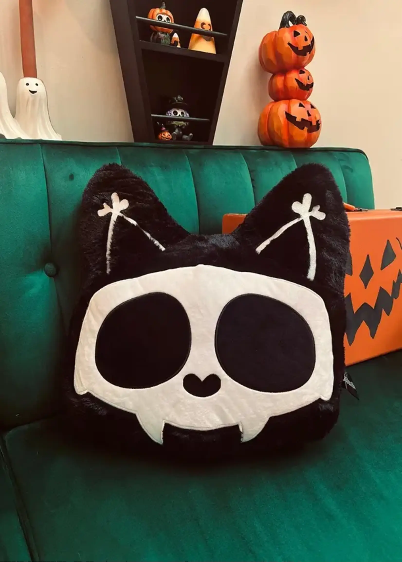 vampirefreaks Skelekitty Throw Pillow