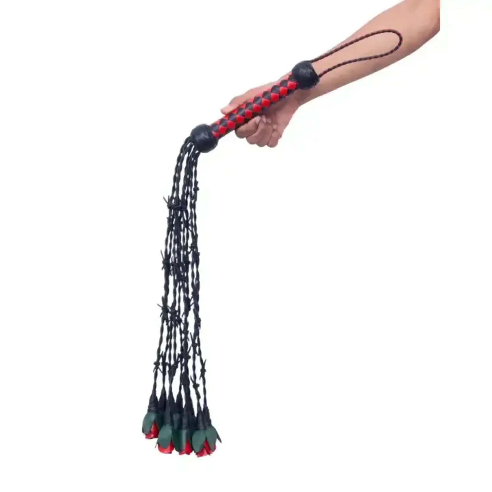 The Master Tanners Leather Flogger Barb Wire Roses