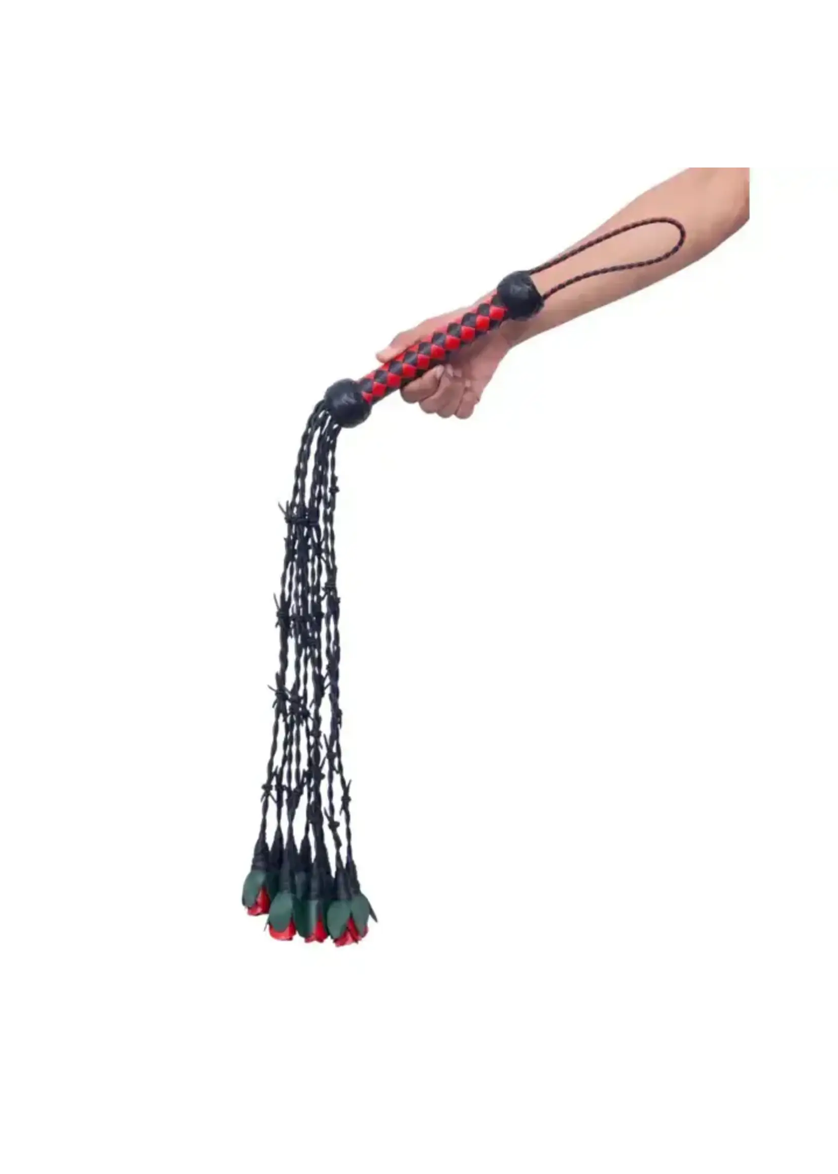 The Master Tanners Leather Flogger Barb Wire Roses