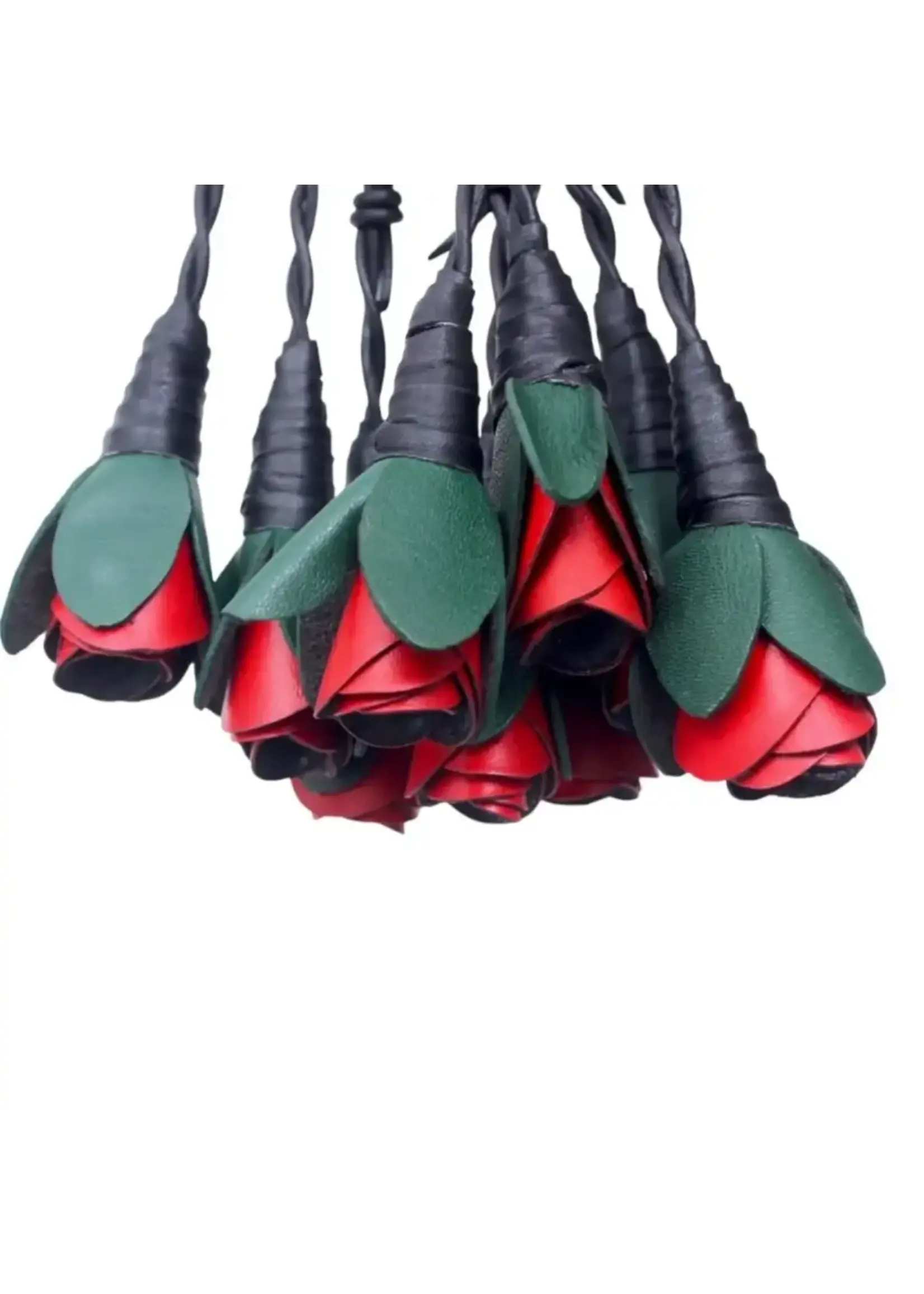 The Master Tanners Leather Flogger Barb Wire Roses