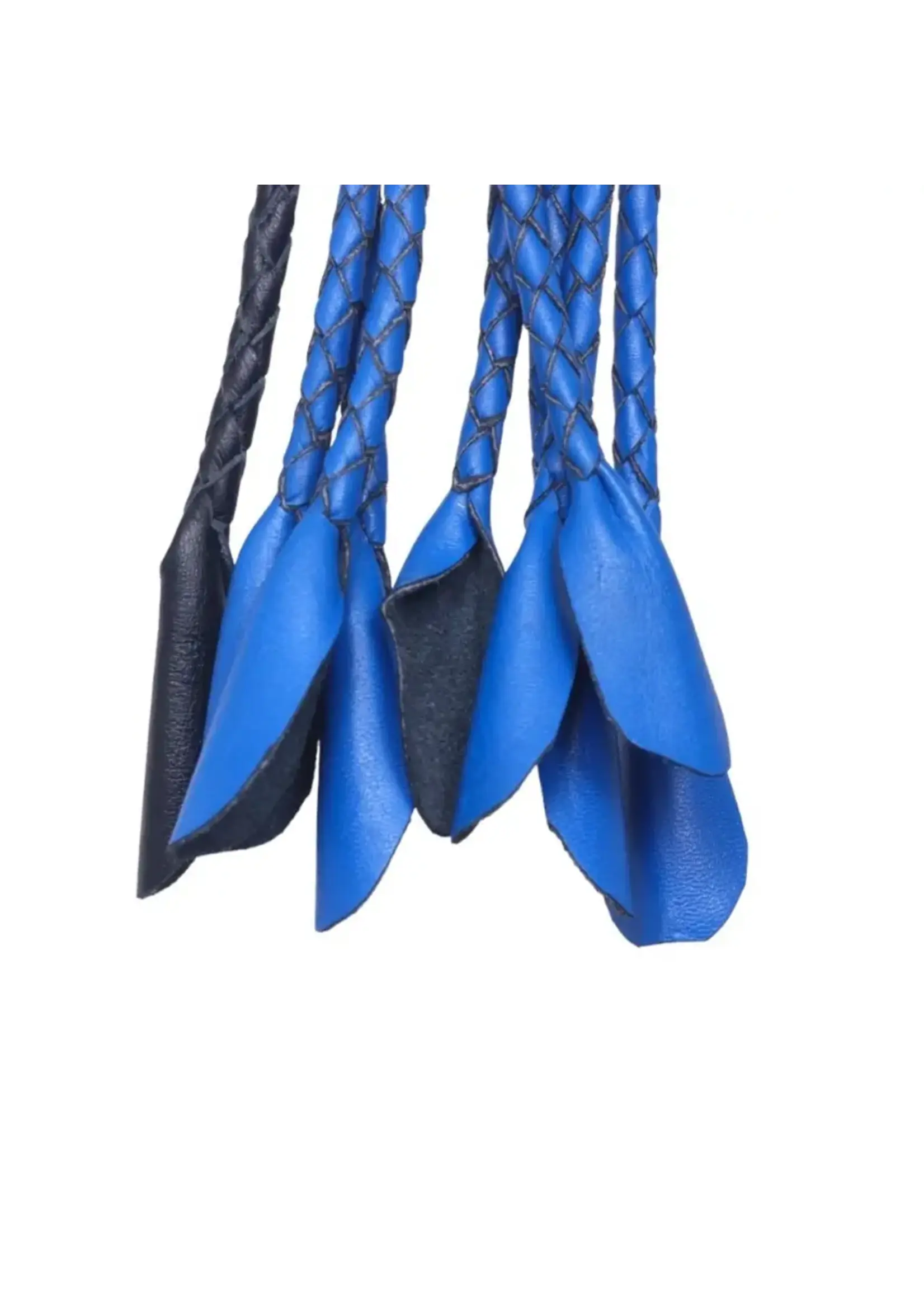 The Master Tanners Leather Flogger 9 Tails Braided & Roses Blue