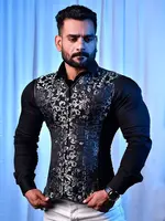 Miss Leather Black & Silver Corset Vest Brocade