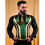 Miss Leather Green Gold Satin Male Corset