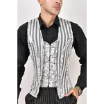 Miss Leather Satin Corset Vest Mens Silver