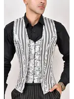 Miss Leather Satin Corset Vest Mens Silver