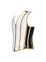 Miss Leather White/Black Latex Cincher Vest Mens
