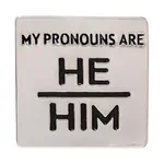 The Awareness Company Silver Square My Pronouns Are He Him Pins