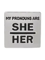 The Awareness Company Silver Square My Pronouns Are She Her Pins