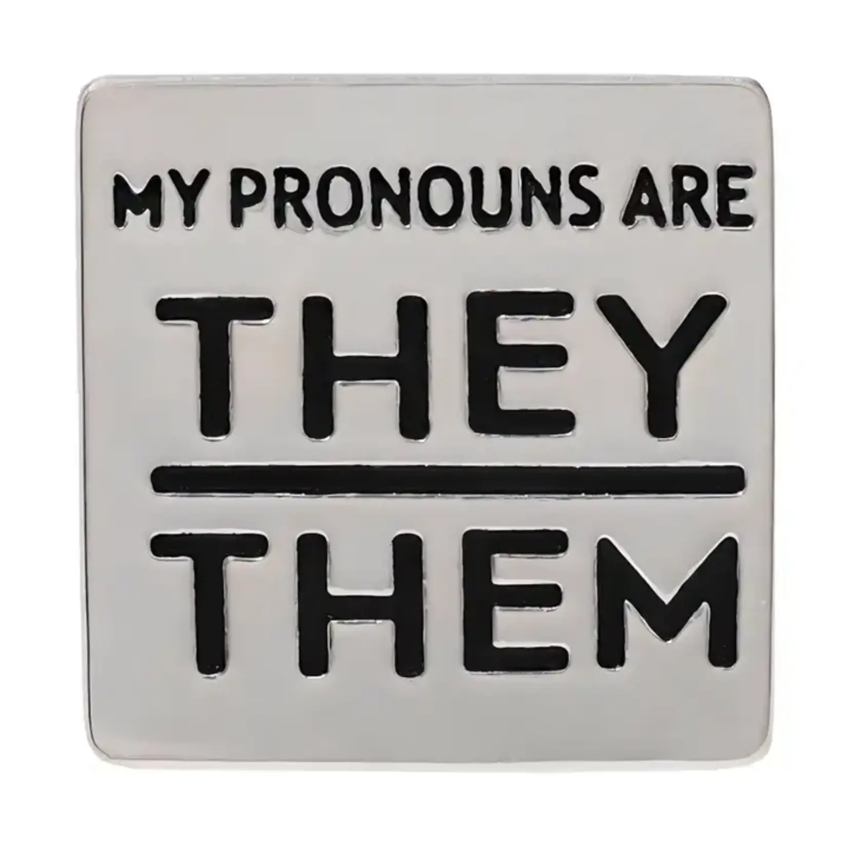 The Awareness Company Silver Square My Pronouns Are They Them Pins