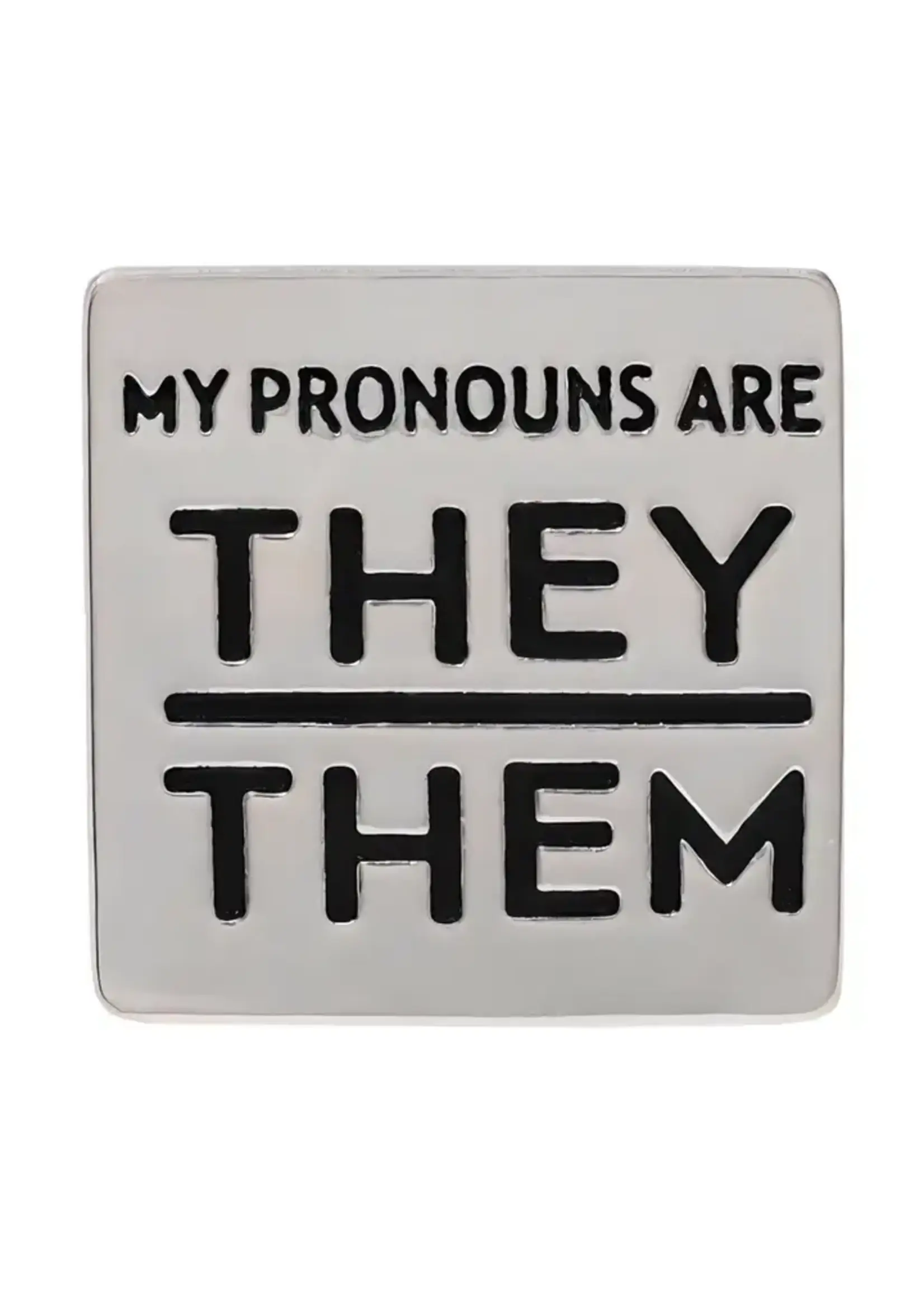 The Awareness Company Silver Square My Pronouns Are They Them Pins