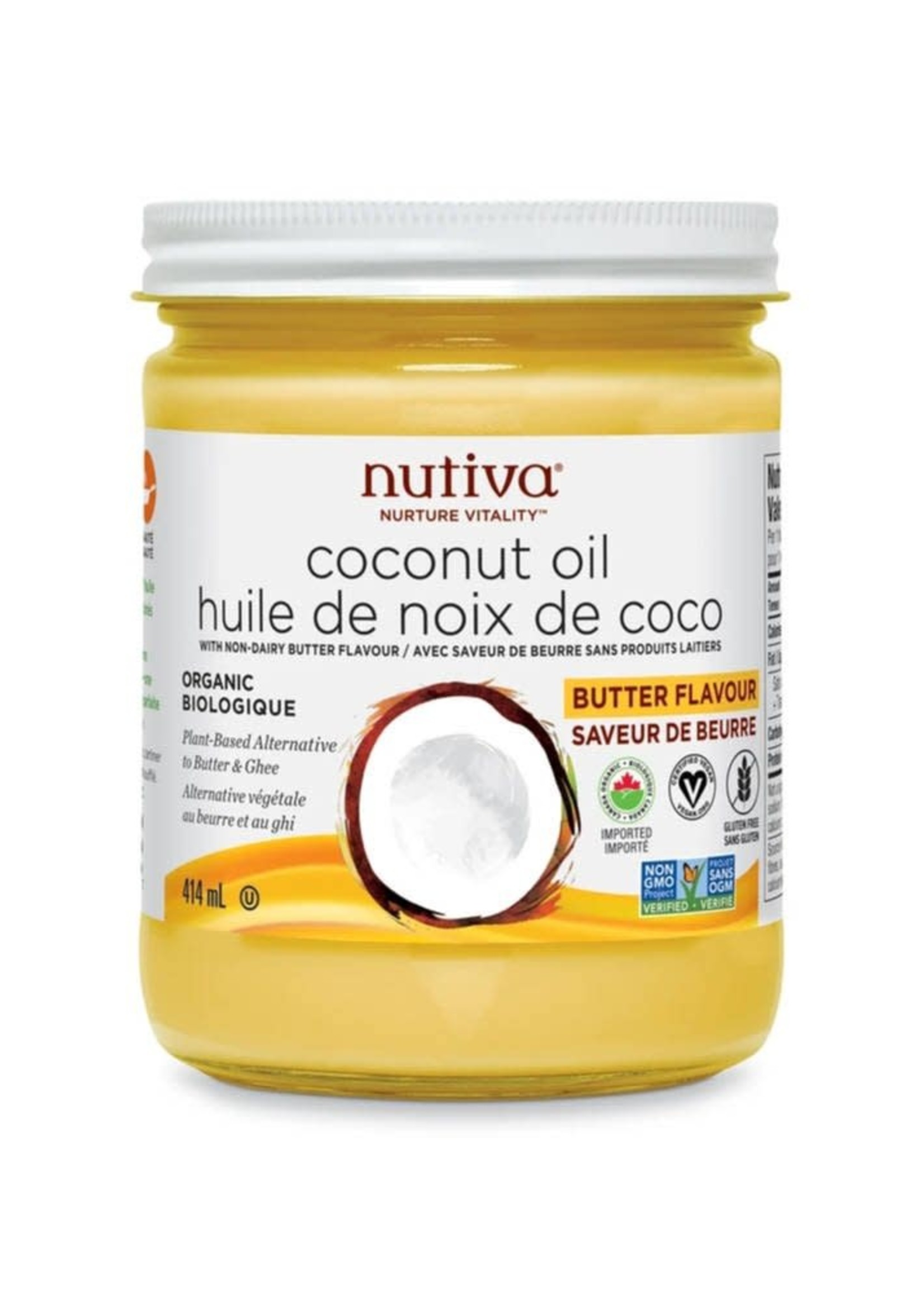 Huile de noix de coco saveur de beurre 414ml - Nutiva