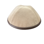 Coolkippahs Velvet Beige- Brown Leather Trim