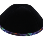 Coolkippahs Velvet Black- Multi Plaid Trim With Clips