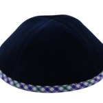 Coolkippahs Velvet Dark Teal- Green/Blue Trim with Clips