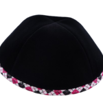 Coolkippahs Velvet Black- Hot Pink Plaid Trim