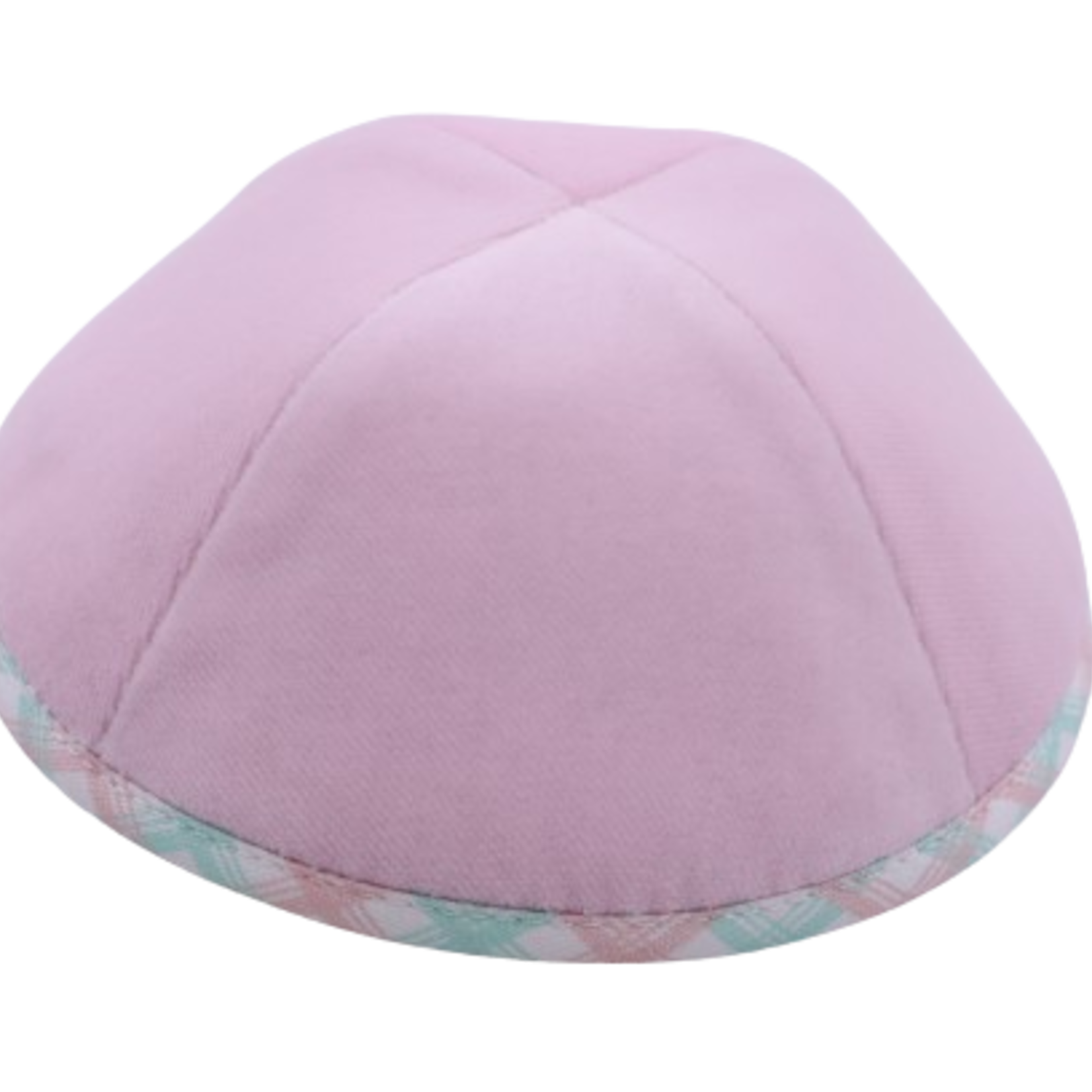 Coolkippahs Velvet Pink- Pink/Mint Trim With Clips