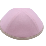 Coolkippahs Linen Pink- Beige Leather Trim